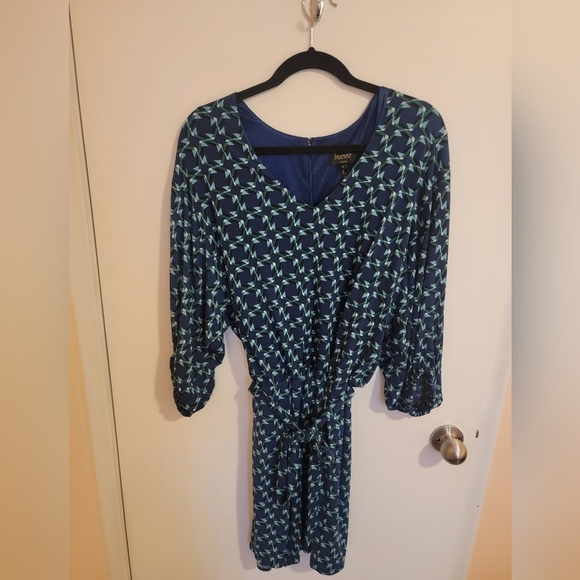 Laundry by Shelli Segal Dress Womens Size 10 Geometric Elastic Sleeve Belted - Picture 1 of 9